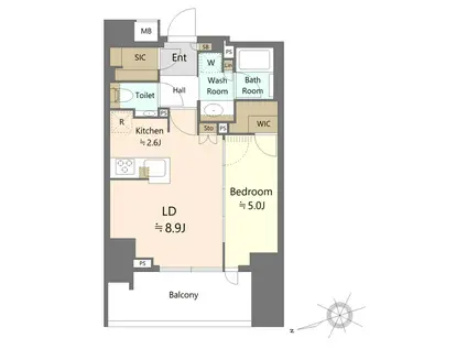 ザ・パークハウス品川荏原中延(1LDK/10階)の間取り写真