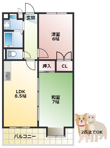 ブランドールMIII(2LDK/4階)の間取り写真