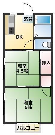ハイツ・OKAI(2DK/2階)の間取り写真