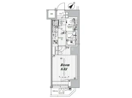 メイクスデザイン門前仲町グローブ(1K/8階)の間取り写真