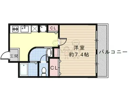 サンハイツ大領(1DK/1階)の間取り写真