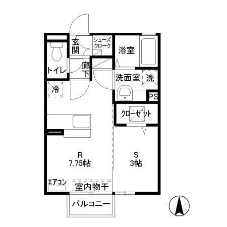 メイユールヒル 一里(1DK/1階)の間取り写真