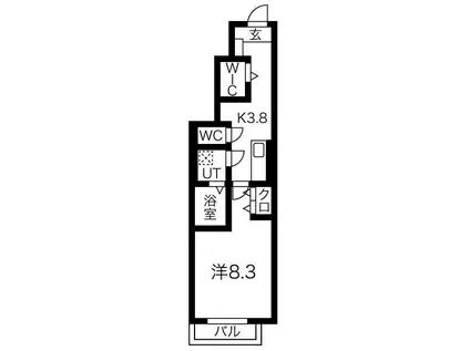 シャンペトル向中野(1K/1階)の間取り写真