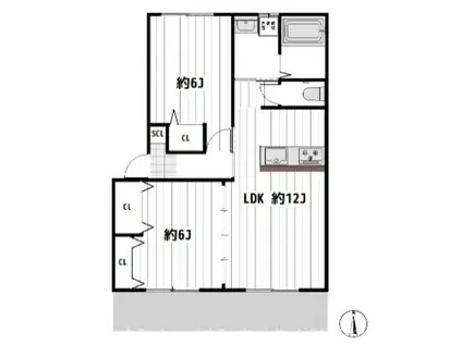 クラベール堀之内A棟(2LDK/1階)の間取り写真