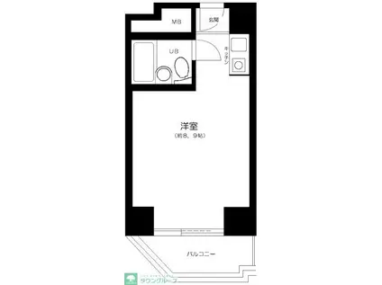 陽輪台西新宿(ワンルーム/12階)の間取り写真