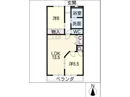 メゾン ソレイユ(2LDK/2階)の間取り写真
