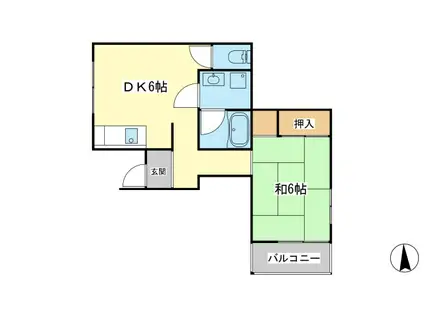 マンション大和(1DK/2階)の間取り写真