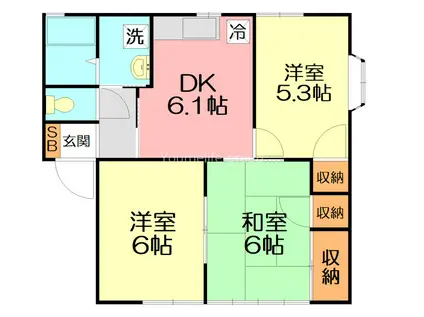 VILLA OISO(3DK/2階)の間取り写真