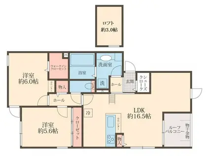 LULU西尾久(2LDK/3階)の間取り写真