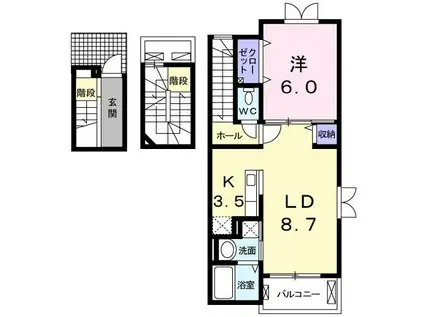 ポテトハイムA(1LDK/3階)の間取り写真