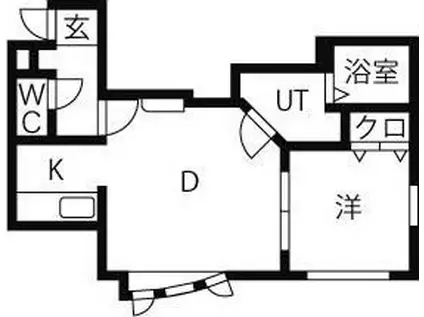 ティーズムーン(1DK/3階)の間取り写真