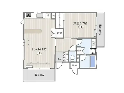 アンソレイエ(1LDK/2階)の間取り写真