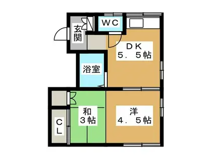 橋本ハイツ(1DK/2階)の間取り写真