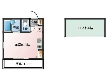 ランドヒルズ横浜(ワンルーム/1階)の間取り写真