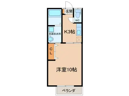 メルベーユ(1K/2階)の間取り写真