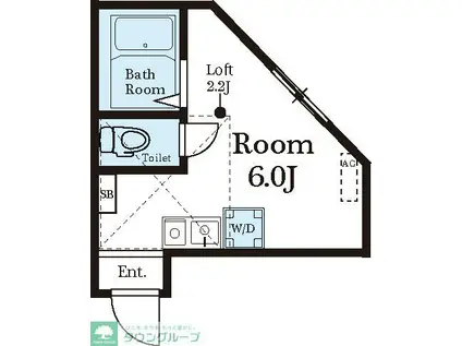 ヒルズ踊場(ワンルーム/2階)の間取り写真