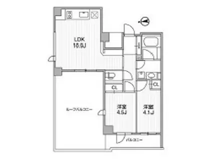 LIGHTHOUSE中馬込(2LDK/4階)の間取り写真