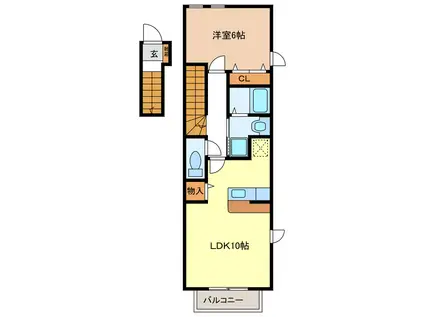 ネネムの森A・B棟(1LDK/2階)の間取り写真
