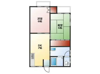 おさなぎハウス(2DK/2階)の間取り写真