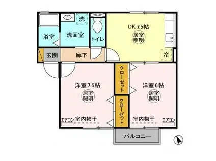 サニーコート桜井II(2DK/1階)の間取り写真