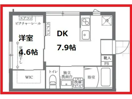 ココキューブ西日暮里(1DK/1階)の間取り写真