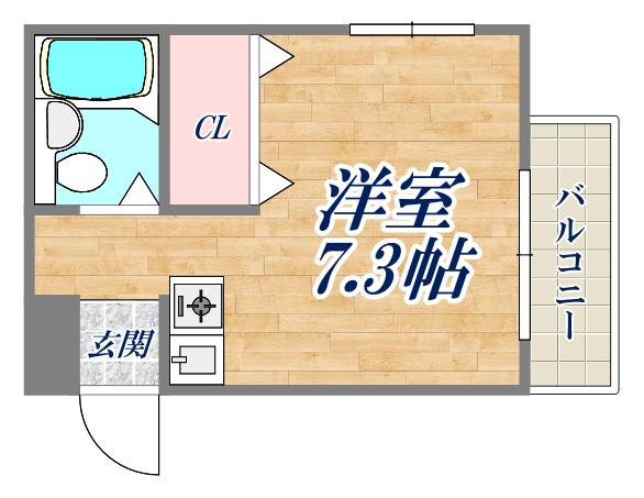 リバーヒル富松(ワンルーム/1階)の間取り写真