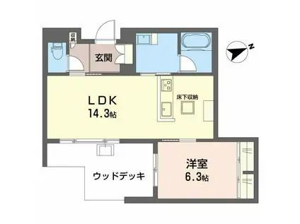 リオリエント加納本町(1LDK/1階)の間取り写真
