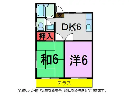 サニーライトC(2DK/1階)の間取り写真