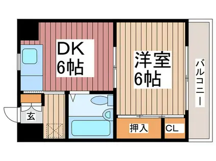 サムトータル(1DK/2階)の間取り写真