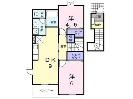 セゾンパルテール(2DK/2階)の間取り写真