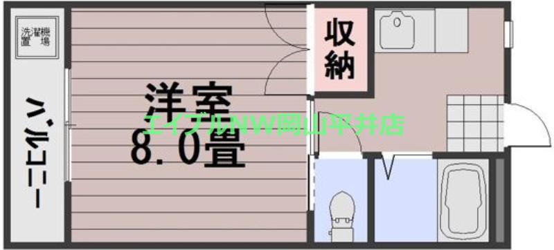 コープエスポワールII棟(1K/2階)の間取り写真