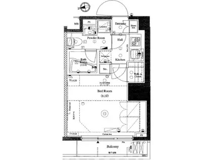 アクサス東新宿アジールコート(1K/12階)の間取り写真