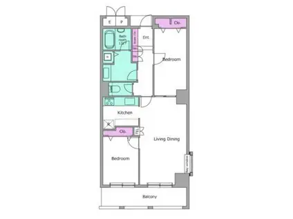 プライムゲート飯田橋(2LDK/12階)の間取り写真