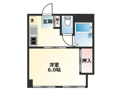 第3栄町レジデンス(1K/1階)の間取り写真