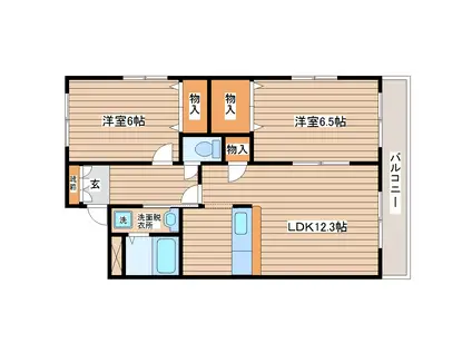 パレス・ビーバレー(2LDK/1階)の間取り写真