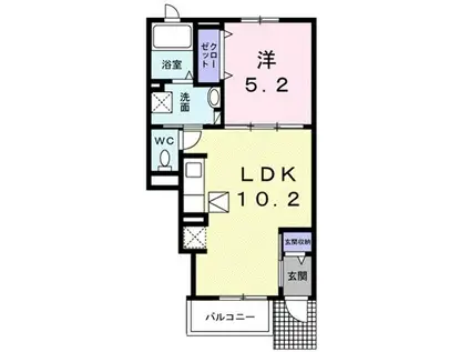 フォルティアII(1LDK/1階)の間取り写真