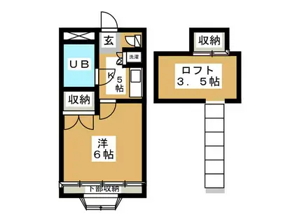 メイプルハウス(1K/2階)の間取り写真