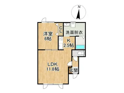 PALERMO I(1LDK/1階)の間取り写真