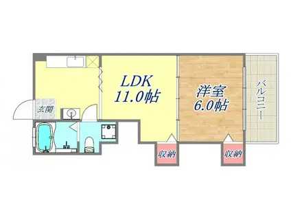 マンションやの(1LDK/2階)の間取り写真