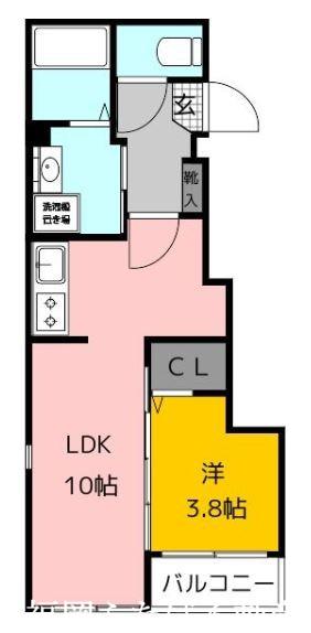 メゾンドわさび(1LDK/2階)の間取り写真