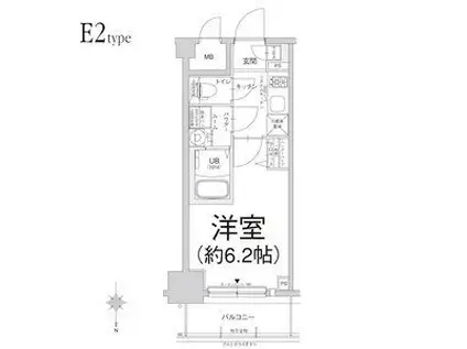 エスリード難波グレイス(1K/3階)の間取り写真