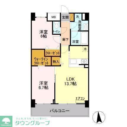 アンクレージュ(2LDK/7階)の間取り写真