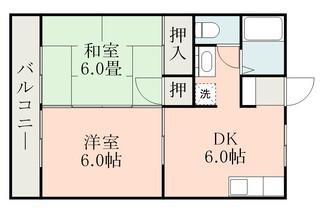 セジュールかんのかど B棟(2DK/2階)の間取り写真