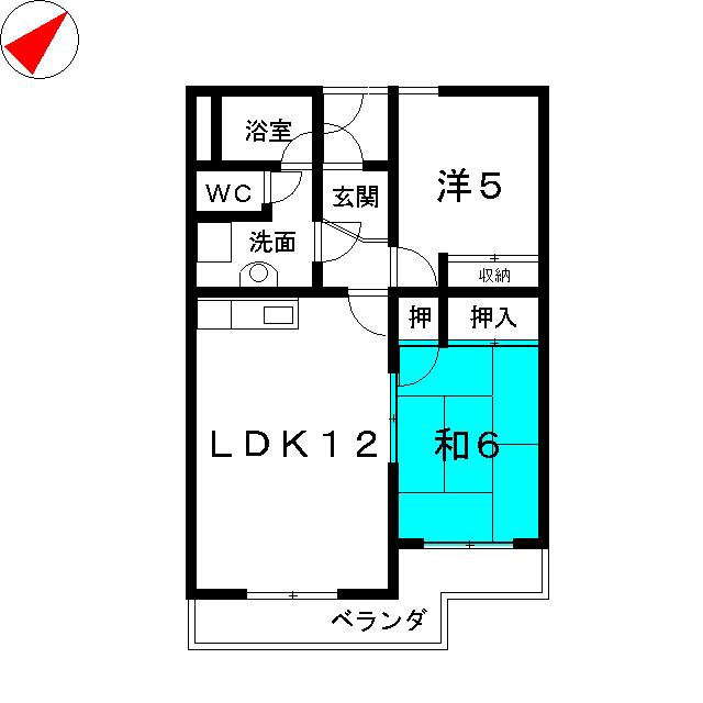 サンライズ千代田(2LDK/1階)の間取り写真