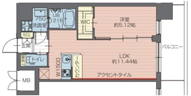 プレジオ川口ASIAN(1LDK/6階)の間取り写真