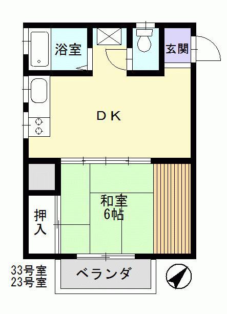 ニューハイツ明峰(1DK/3階)の間取り写真