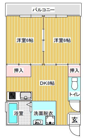 エルディ東住吉(2DK/3階)の間取り写真