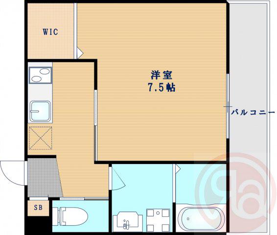 ロイヤルレジデンス万代東(1K/3階)の間取り写真