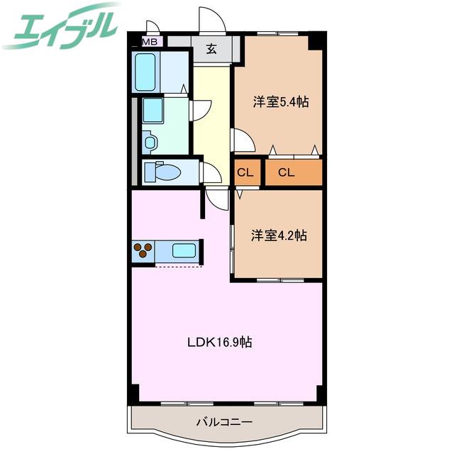 イストワール城西(2LDK/3階)の間取り写真