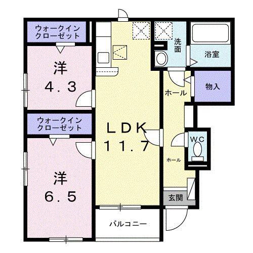 ブロッサム プラム館(2LDK/1階)の間取り写真